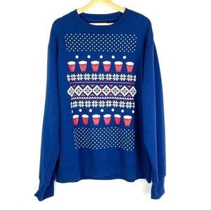 MAD Engine graphic Beer‎ pong ugly Christmas sweater Large party sweater